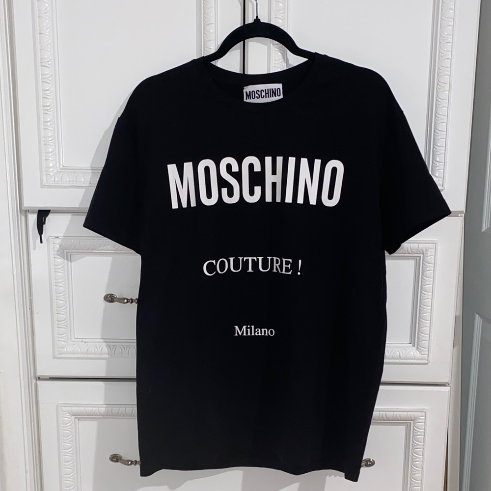 Moschino Black Tee with White Couture Print